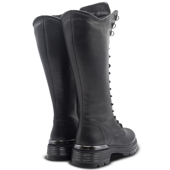Venus Women's Leather Lace-Up Combat Boots - Black 2353520K - 3