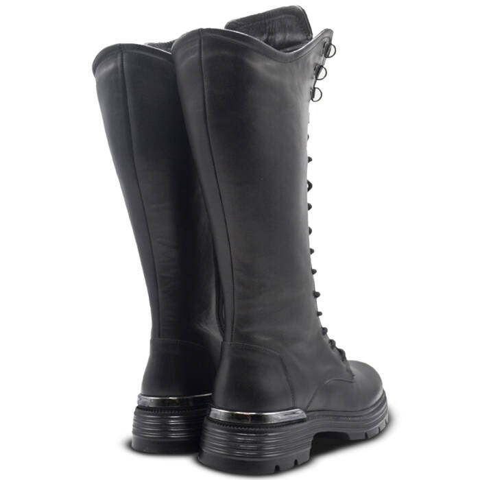 Venus Women's Leather Lace-Up Combat Boots - Black 2353520K - 3
