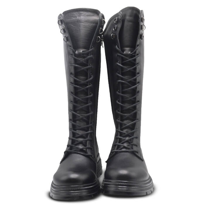 Venus Women's Leather Lace-Up Combat Boots - Black 2353520K - 5
