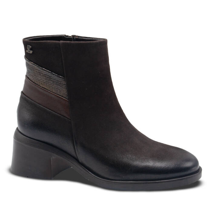 Venus Women's Nubuk Heeled Boots - Brown/Pearl 2551403K - 1