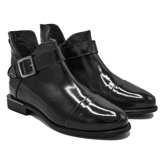 Venus Women's Patent Leather Casual Ankle Boots - Black 2050108K