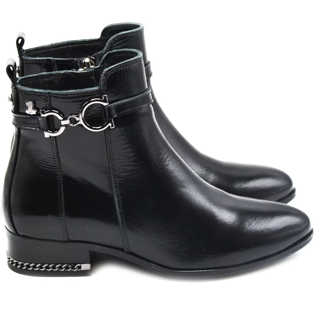 Venus Women's Patent Leather Casual Ankle Boots - Black 2152711K - 2