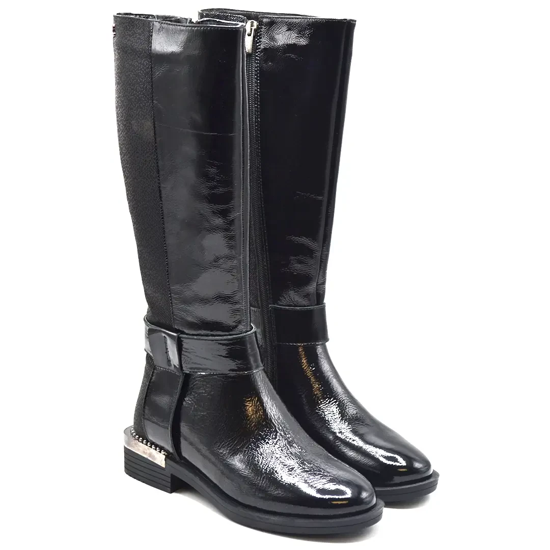 Venus Women's Patent Leather Knee-High Boots - Black 1952705K