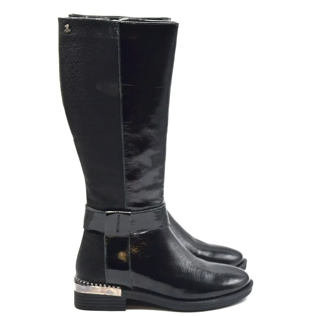 Venus Women's Patent Leather Knee-High Boots - Black 1952705K (1)
