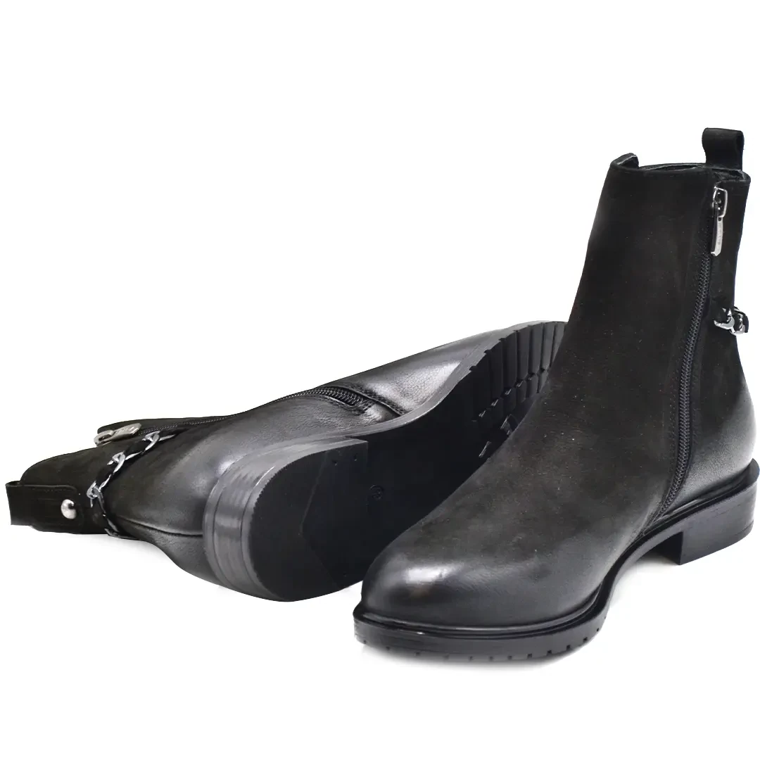 Venus Women's Suede Casual Ankle Boots - Black 20742K - 5