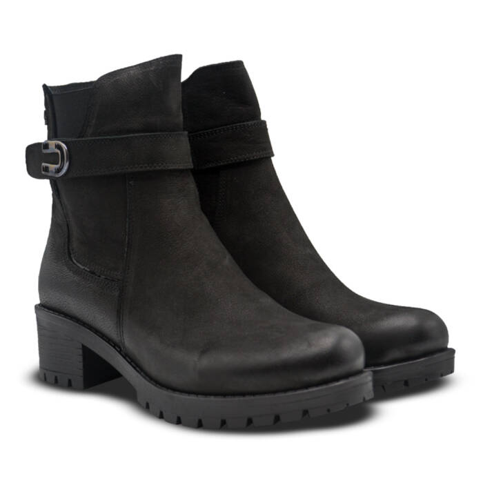 Venus Women's Suede Heeled Boots - Black - 1