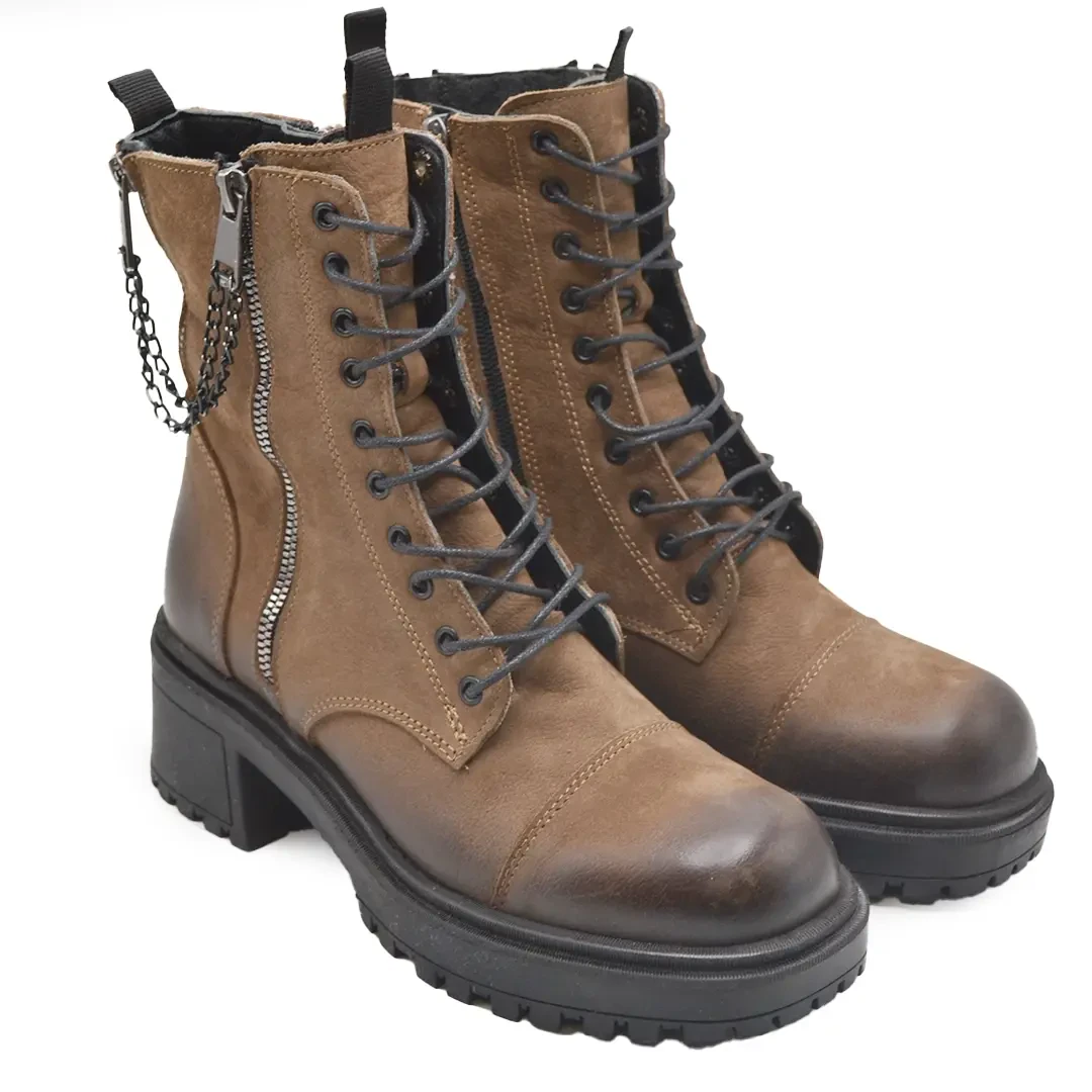 Venüs - Venüs Deri Kadın Nubuk Casual Bot Vizon 2153905K